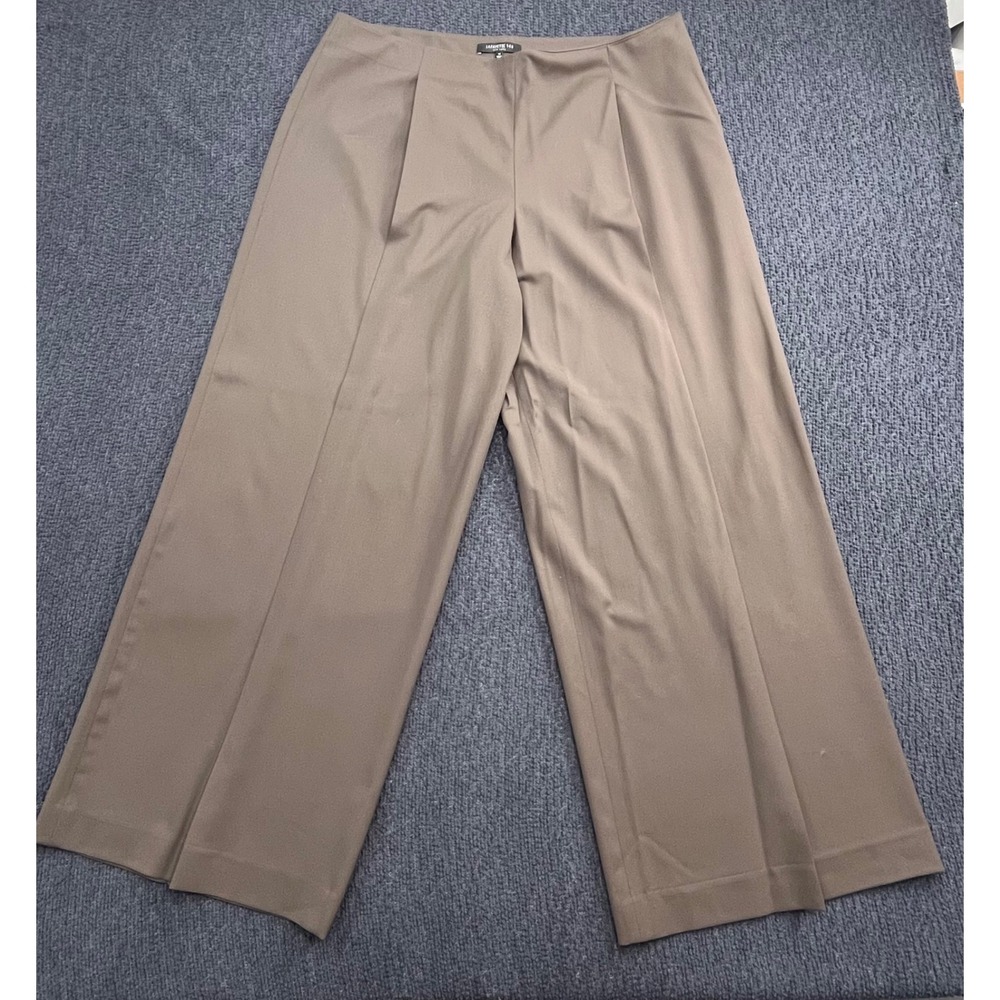 Lafayette 148 Lightweight Wool Brown Pleated Wide Leg Trousers Pants Plus Sz‎ 14